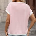 thumbnail image 7 of OGLCCG Women's Short Sleeve T Shirts Crewneck Color Block Ribbed Knit Tees Blouses Casual Loose Fit Trendy Summer Tops,S,Pink, 7 of 7