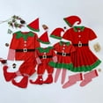 thumbnail image 2 of Tiweut Family Christmas Matching Sets Elf Santa Outfit Funny Adult Women Velvet Dresses Comfort Holiday Party Men Xmas Outfit Hat,Red,Dad:160, 2 of 4
