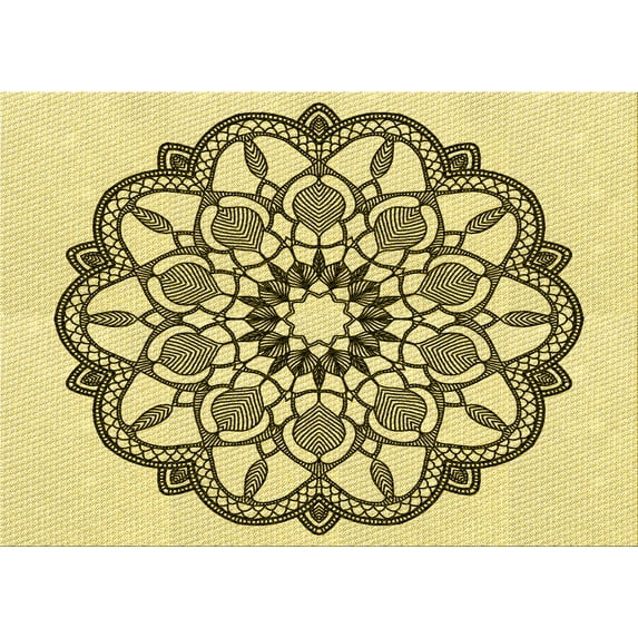 Ahgly Company Indoor Rectangle Patterned Mustard Yellow Area Rugs, 5' x 8'