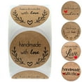 thumbnail image 2 of 100-500pcs 1inch Vintage Kraft Paper Handmade With Love Stickers for Package Thank You Stationery Adhesive Labels Baking Seals, 2 of 10
