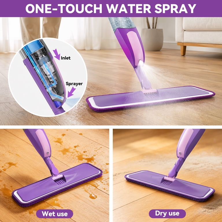 DSOOLO 360° Spray Mop with 3 Microfiber Pads photo 3