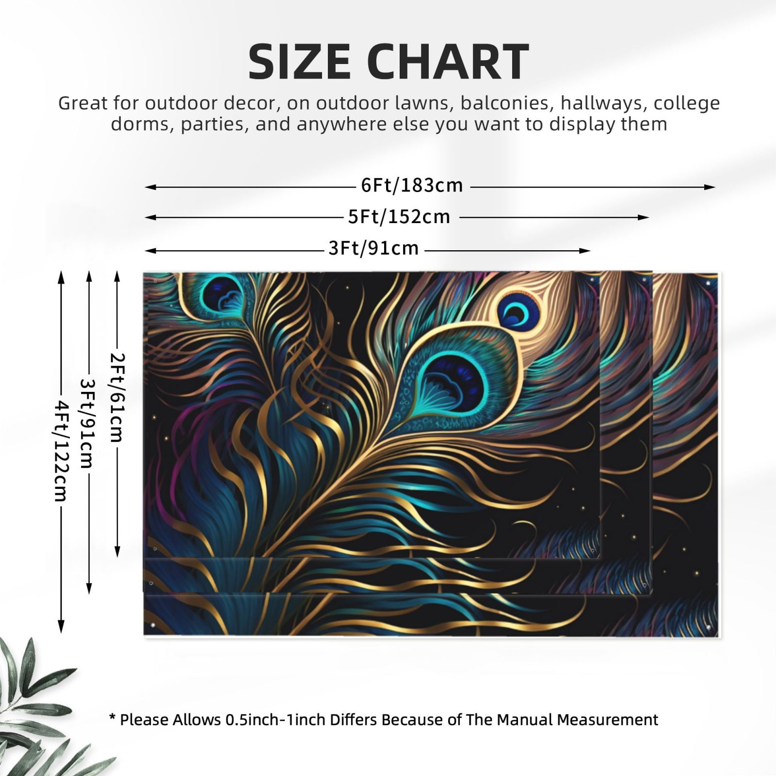 Peacock Feathers Peafowl Four Hole Decorated Banner Flag for Garden Yard Home Decoration Indoor Outdoor 4x6 Ft