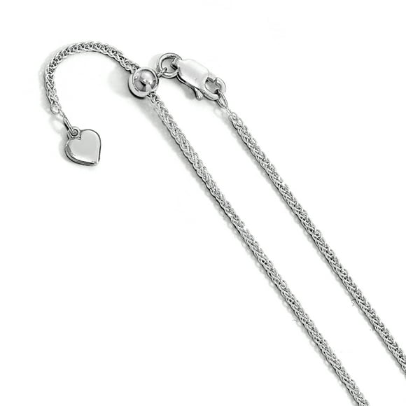925 Sterling Silver Adjustable 1.45mm Square Spiga Chain Necklace Pendant Charm Wheat