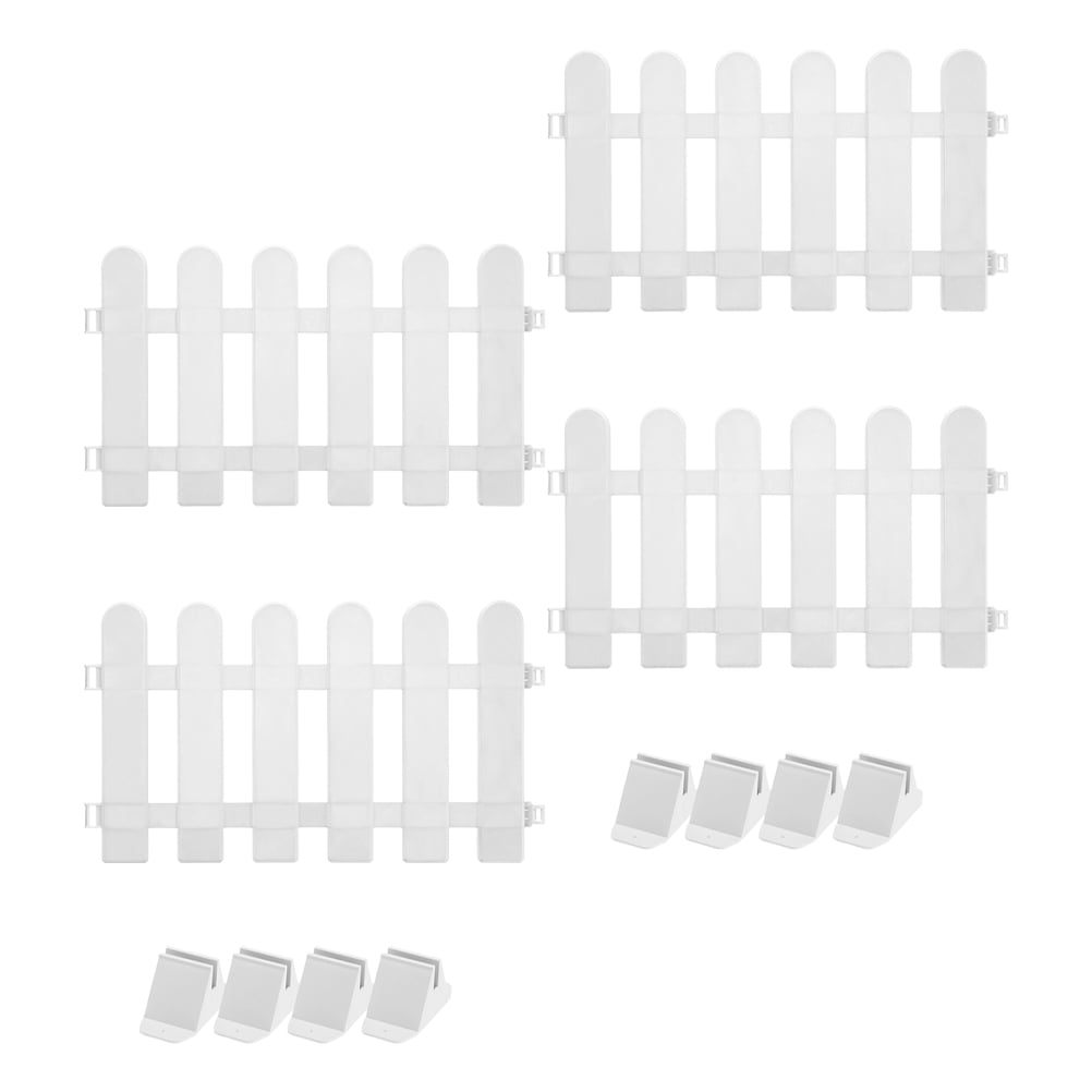 WORGEOUS  4 Pcs Garden Fence White Picket Decorative Panel Landscape Edging