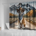 thumbnail image 4 of Welcome Fall Western Cowboy Boxer Enjoys Majestic Autumn Shower Curtain Boxers Dog Lover Gifts Idea Waterproof Bathroom Bathtub Curtain - 01007, 4 of 5