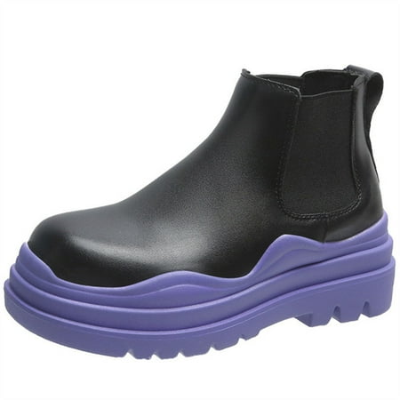 

Mid Calf Chelsea Boots Women Shoes Chunky Fashion Pink Luxury Leather Boots for Ladies