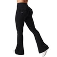 thumbnail image 2 of Flare Leggings for Women Butt Lift Yoga Pants with Pockets Gym Scrunch Workout Black S, 2 of 4