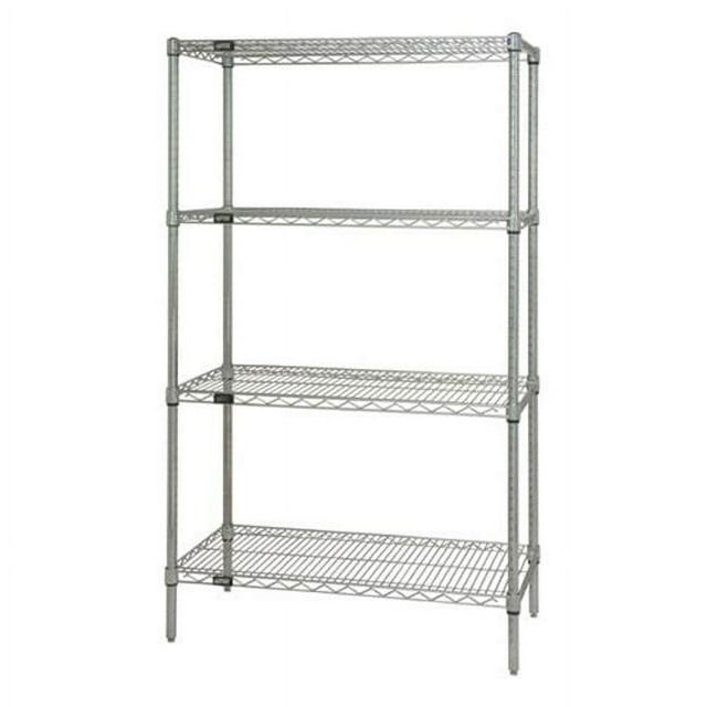 Quantum Storage WR54-1442S Unité d'Étagères en Fil d'Acier Inoxydable à 4 Tablettes 14 x 48 x 54 Po
