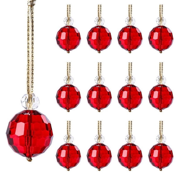 8 Mini Adornos Navideños de Cristal Iridiscentes para Árbol y Boda. Prismas Redondos Atrapasoles con Cadena. Decoración para Árbol de Navidad.