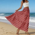thumbnail image 6 of LWavelet Women's Polka Dot Tiered Maxi Skirt, Elastic Waist with Pockets, Cute Summer & Picnic Long Skirt Deep Red L, 6 of 6