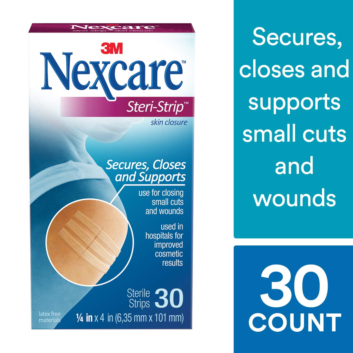 3M H1546 Nexcare Steri-Strip Skin Closure 1/4 in. x 4 in. (Box of 30)