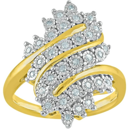 1/5 Carat T.W. Diamond Sterling Silver with Yellow Gold Plating Fashion Cluster Ring