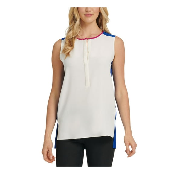 DKNY $69 Womens New White Jewel Neck Sleeveless Tank Casual Top XL B B