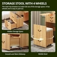 thumbnail image 6 of SELOOYE 3-in-1 Vanity with Flip Mirror & Lights, Fluted Compact Vanity Table with 3 Drawers, Storage Compartment and Rolling Stool, Modern Small Makeup Vanity for Bedroom, Powder Room, Natural Oa, 6 of 8