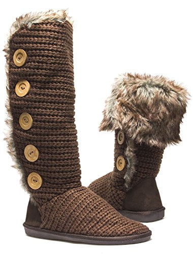 Knit Sweater Fur Cuff Button Slouchy 