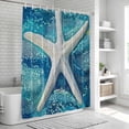 thumbnail image 6 of Teal Coastal Starfish Bathroom Shower Curtains with 12 Hooks Polyester Waterproof Shower Curtain for Stalls and Bathtubs Summer Watercolor Ocean Decorative Bathroom Privacy Curtain 48x72 Inches, 6 of 8