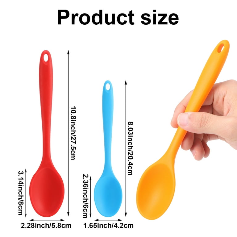 HEQUSIGNS 6 Pcs Silicone Mixing Spoons Set, Nonstick Kitchen Cooking Spoons,  Silicone Serving Stirring Spoon for Kitchen Cooking Baking Utensils 