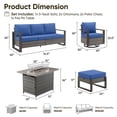 thumbnail image 6 of PARKWELL 6 Piece Outdoor Patio Furniture Set with Fire Pit Table,All-Weather Conversation Set with Swivel Glider Chair,7-Seat Patio Fire Pit Seating Sets for Backyard Gatherings, Gray/Navy, 6 of 14