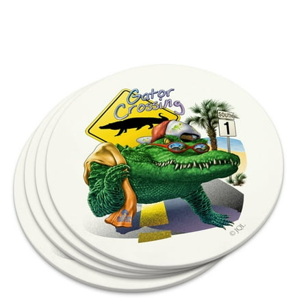 

Alligator Gator Crossing Sunglasses Vacation Novelty Coaster Set