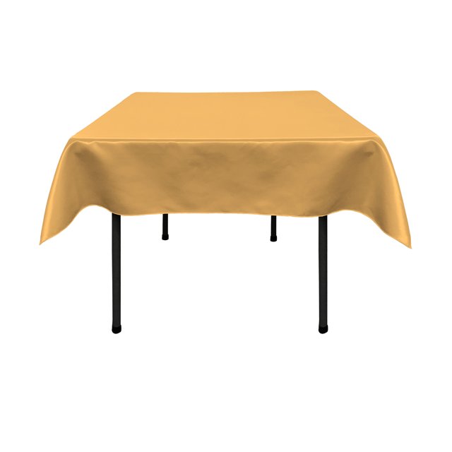 Mantel cuadrado de satén LA Linen 58 por 58 pulgadas dorado