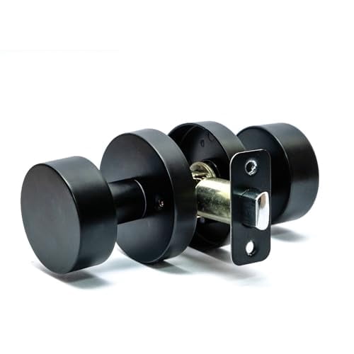 Black Passage Door Knobs Interior -for Satin Brass Door Knobs Suitable for Hallway, Wardrobe, Bathroom etc,for All Standard Size Doors