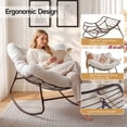 thumbnail image 4 of Dovov Oversized Papasan Rocking Chair, Indoor Outdoor Rocking Chair Patio Egg Chair with Cushion, Heavy Duty Steel Papasan Rocker Lounge Chair for Porch Balcony Nursery Living Room, Cream White, 4 of 12