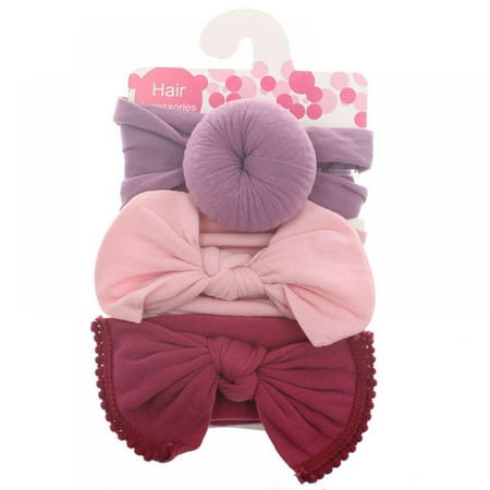 

3-Pack Of Baby Girl Bowknot Elastic Nylon Headband Holiday Party Hairband Headgear Accessories