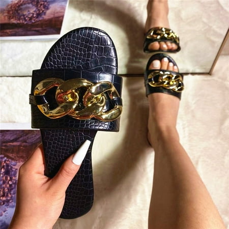 

Summer Women Slip-On Open Toe Square Heels Breathable Sandals Beach Shoes