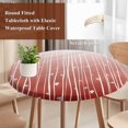 thumbnail image 4 of Retro Flower Round Tablecloth, Fitted Table Cover with Elastic for 36"-44" Round Tables, Geometric Stripes Gradient Tree Leaf Table Cloth Outdoor Indoor Dinning Party Waterproof Tablecloths, 4 of 7
