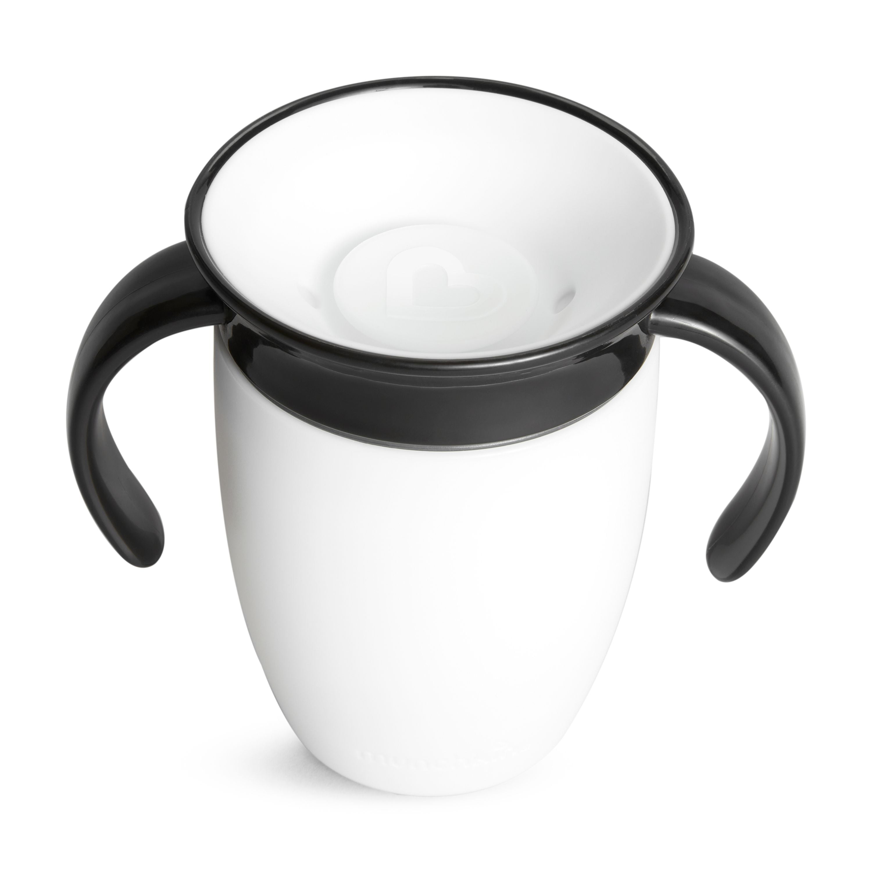Munchkin® Miracle® 360° Spoutless Trainer Cup with Handles, 7 oz, White/Black, Unisex, 2 Pack
