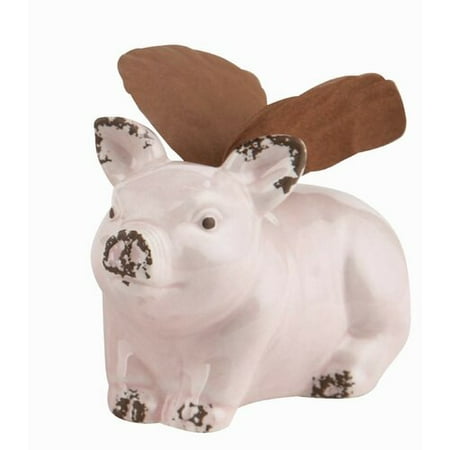 August Ceramics - August Grove Pegram Ceramic Spring Laying Pig with Wings Figurine