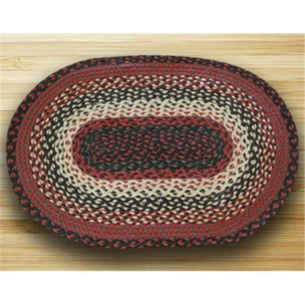 Earth Rugs 02410 Oval Shaped Rug, Black, Ivory and Country Red