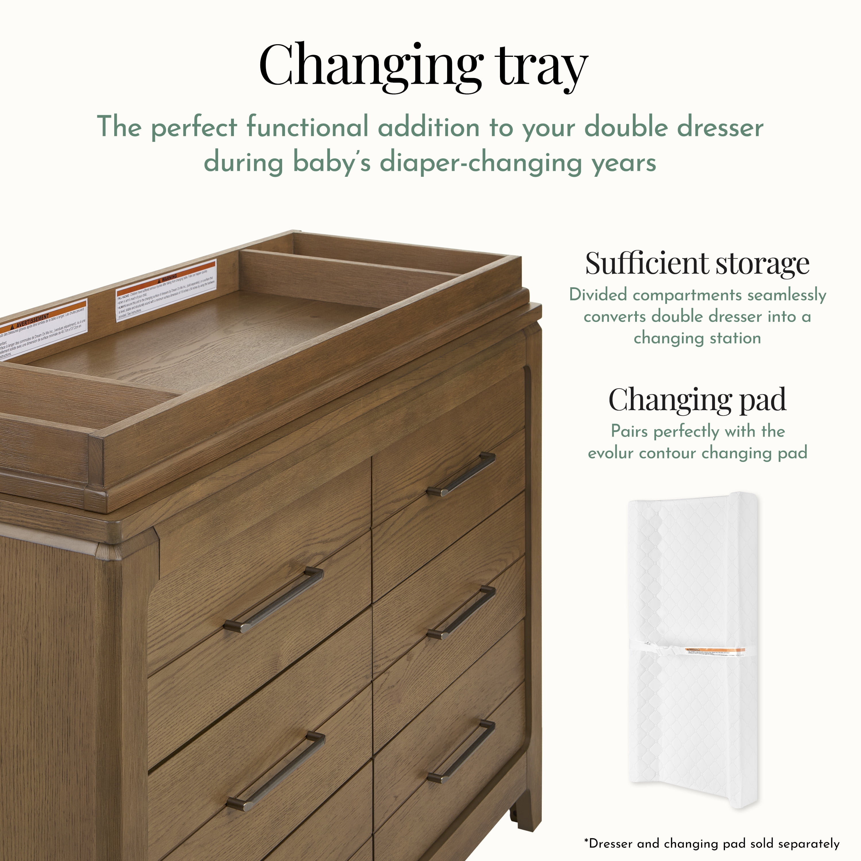 Evolur Oakley Change Tray, Hickory