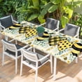 thumbnail image 2 of Spring Bee Love Table Cloths for 8 Foot Rectangle Tables, Yellow Daisy Eucalyptus Leaves Rustic Patio Waterproof Elastic Fitted Tablecloths, Washable Rectangular Table Cover for Camping, 2 of 8