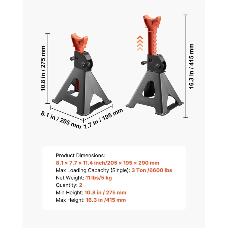 KFFKFF Heavy Duty Steel Jack Stands, 3 Ton, Set of 2 photo 7
