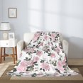 thumbnail image 2 of Throw Blanket for Couch Sofa and Bed, Rose Flowers Green Leaves Super Soft Plush Throw Blanket, Fuzzy Cuteness Comfy Warm Washable Flannel Blanket & Throws for All Season 80"x60", 2 of 5