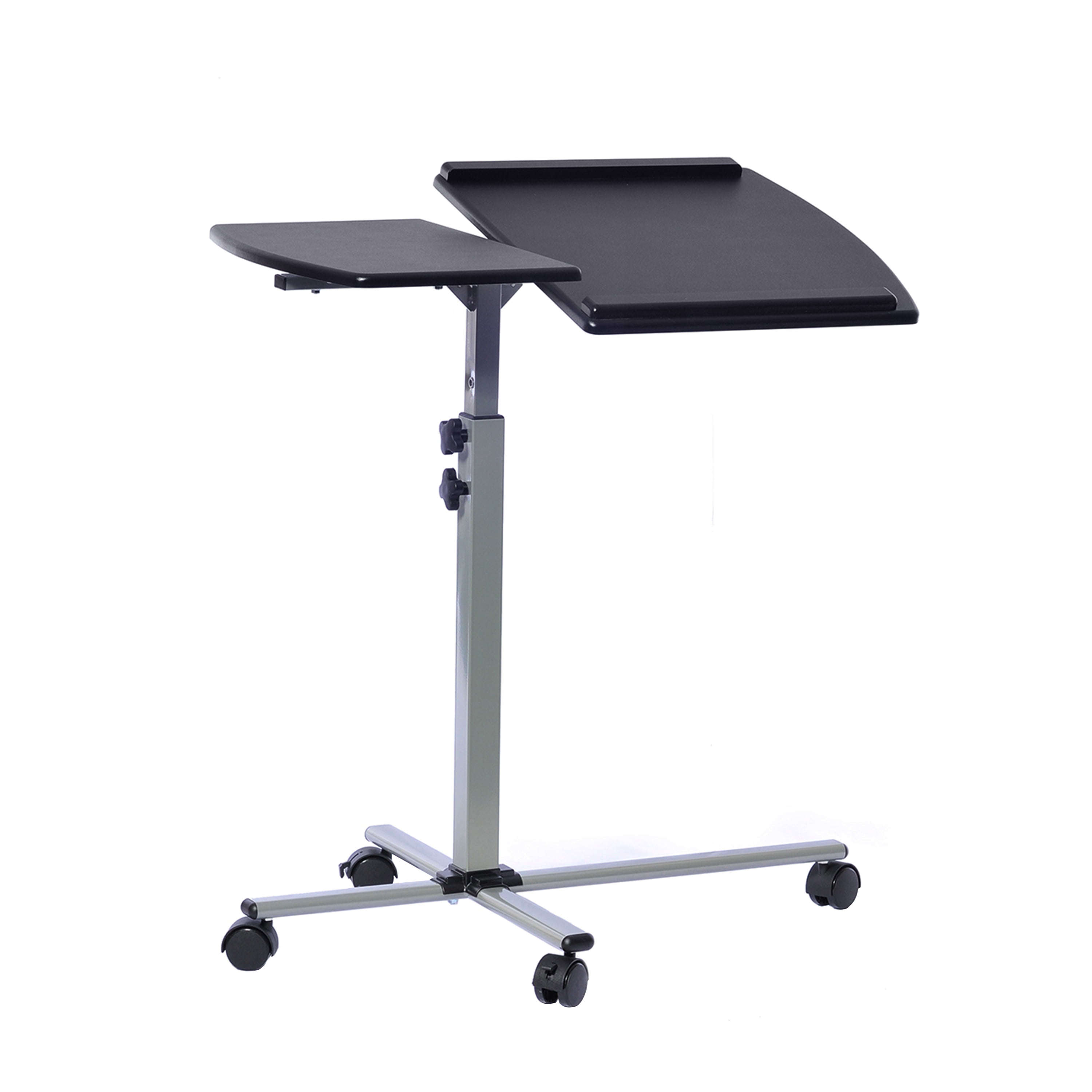 Rolling Adjustable Laptop Cart, Height & Tilt Adjustable Laptop Stand with Locking Casters, Anti-Slip Edge Stoppers, MDF Panel Mobile Workstation