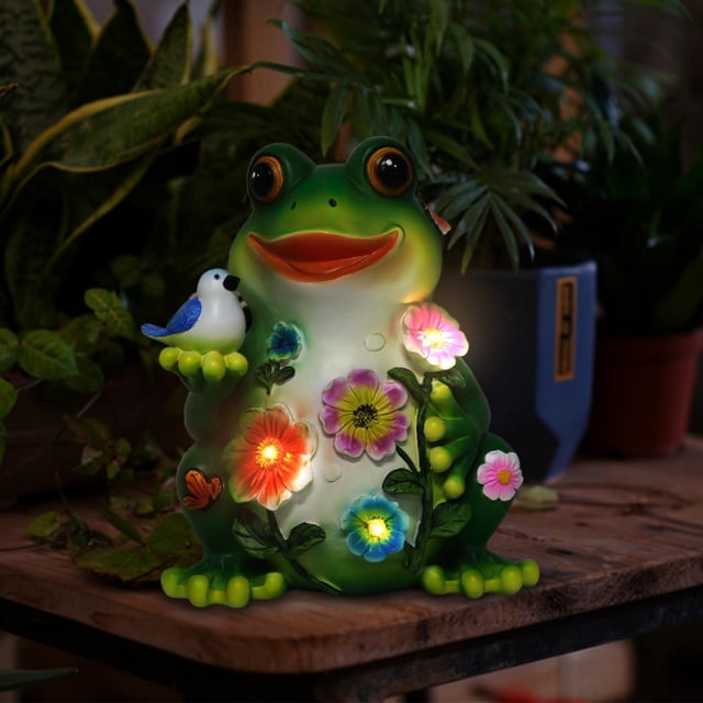 Xihbxyly Lámpara Solar de Ranas, Decoración de Jardín Original, Artesanía de Resina con Energía Solar, Decoración Exterior para Patio, Ahorro de Energía, Fácil de Instalar, Regalo Perfecto para Amant