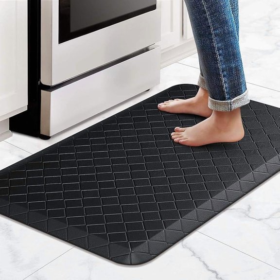 WZW Kitchen Floor Mat - 4/5 Inch Thick Anti-Fatigue Kitchen Rug,Waterproof Non-Slip Kitchen Mats and Rugs Heavy Duty Ergonomic Comfort Rug for Kitchen,Office,Sink,Laundry,(17.3"x28", Gray)