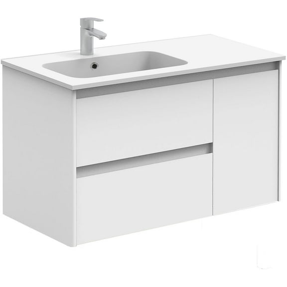 Ws Bath Collections Ambra 90 Ambra 36" Wall Mounted Single Basin Vanity Set - White