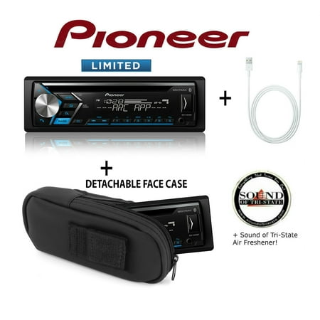 Jvc Detachable Face Car Stereo Pioneer DEH-S4010BT CD Receiver + Lightning to USB Cable + Scosche DFC1X padded case for detachable face + SOTS Air Freshener ()