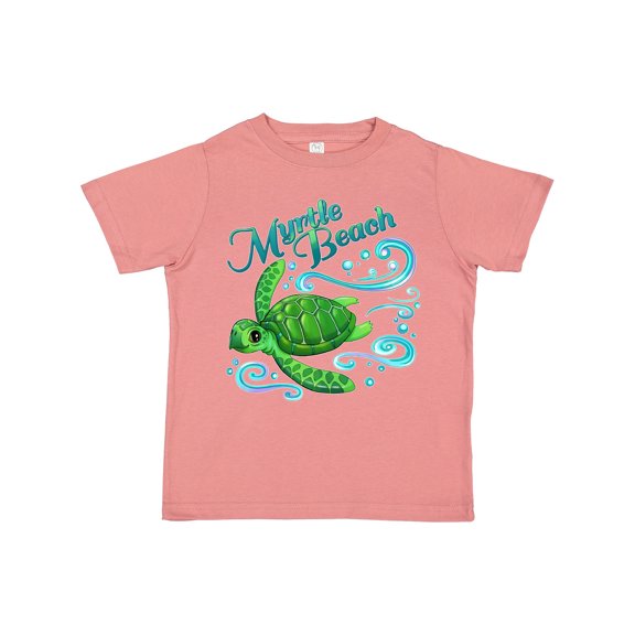 Inktastic Myrtle Beach Cute Sea Turtle with Waves and Bubbles Boys or Girls Toddler T-Shirt