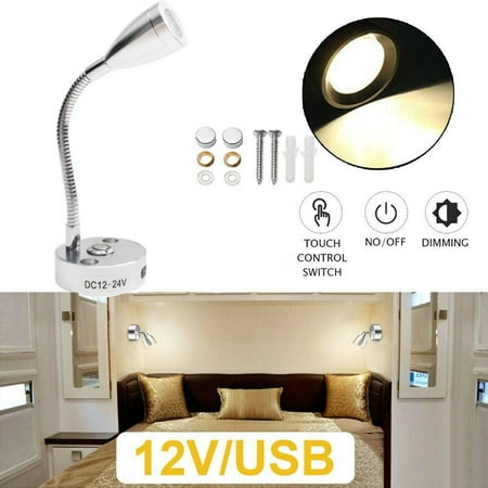 

1Pc Touch Switch USB 12V LED Spot Reading Light Camper Caravan Boat Interior Lamp