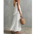 thumbnail image 4 of Favoffer Women's Linen Two Piece Beach Set Sleeveless Ruffle Tank Top Long Maxi Skirt Boho Casual Outfit Lightweight Summer Dress Set for Holiday, 4 of 6