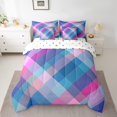 thumbnail image 2 of Rainbow Geometric Comforter Set Twin,Colorful Abstract Striped Bedding Set,Diamond Geometry Bed In A Bag (Comforter+Fitted+Flat Sheet+2 Pillowcases+2 Throw Pillow Covers) 7 Pieces Bed Set, 2 of 5