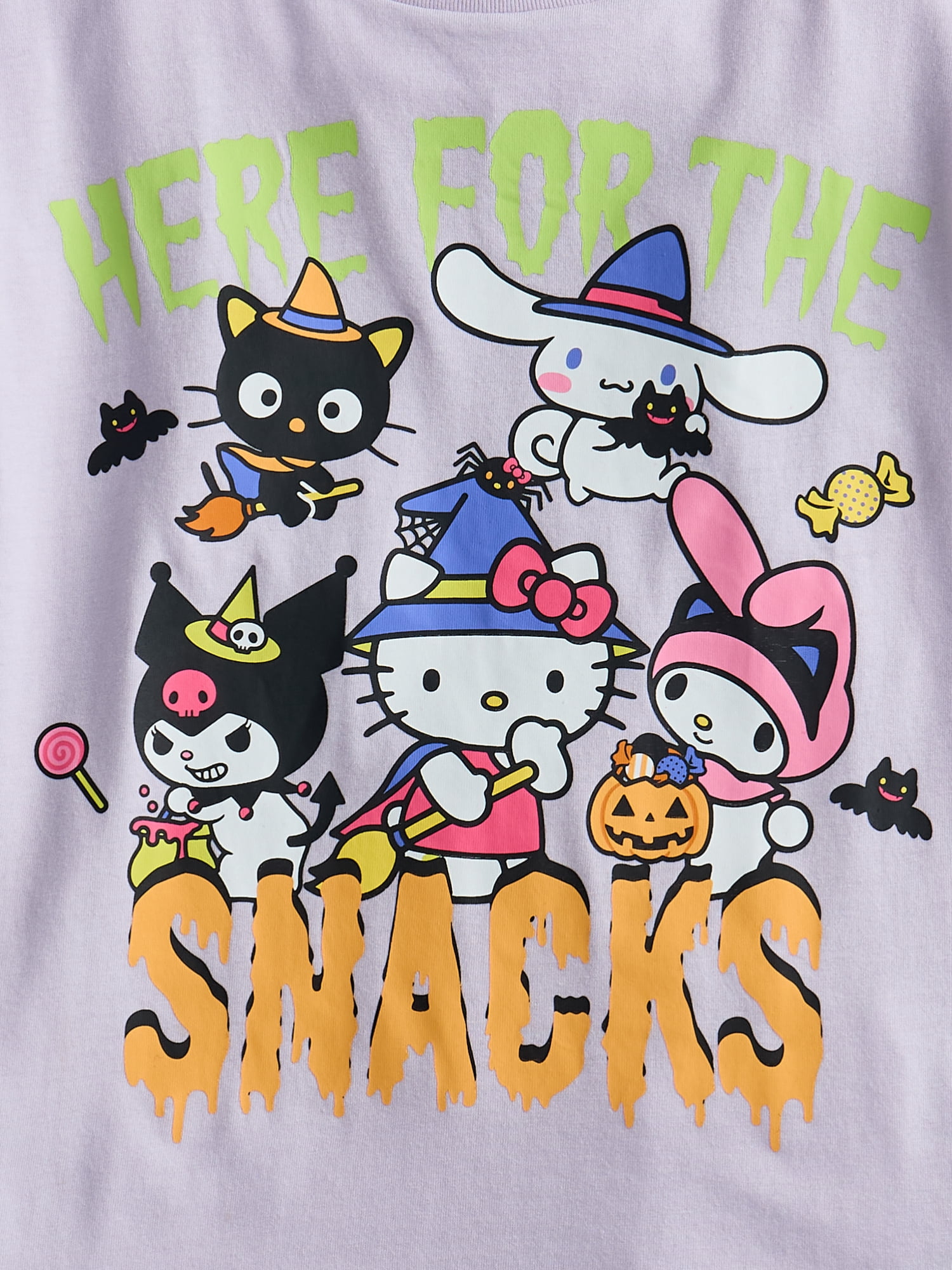 Hello Kitty and Friends Girls' Halloween Graphic Tee with Short Sleeves, Sizes 4-16