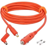 CoolStuff 79inch Car Charging Cable with Cigarette Lighter Plug, DC7909 with DC8020 Dual Plug Adapter, Compatible with Jackery/BLUETTI/Anker/Goal Zero Yeti/Westinghouse/GRECELL Power Stations, 14AWG