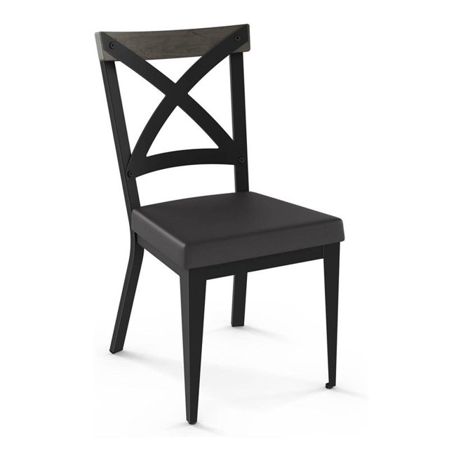 Amisco Snyder Faux Leather and Metal Dining Chair in Black/Gray
