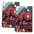 thumbnail image 2 of Red Trains Kitchen Towels Set of 2, Shabby Chic Cartoon Retro Flowers Artwork Absorbent Dish Towels for Kitchen, Microfiber Hand Towel, Quick Drying Tea Towel for Cleaning Decorative Dishcloths, 2 of 7