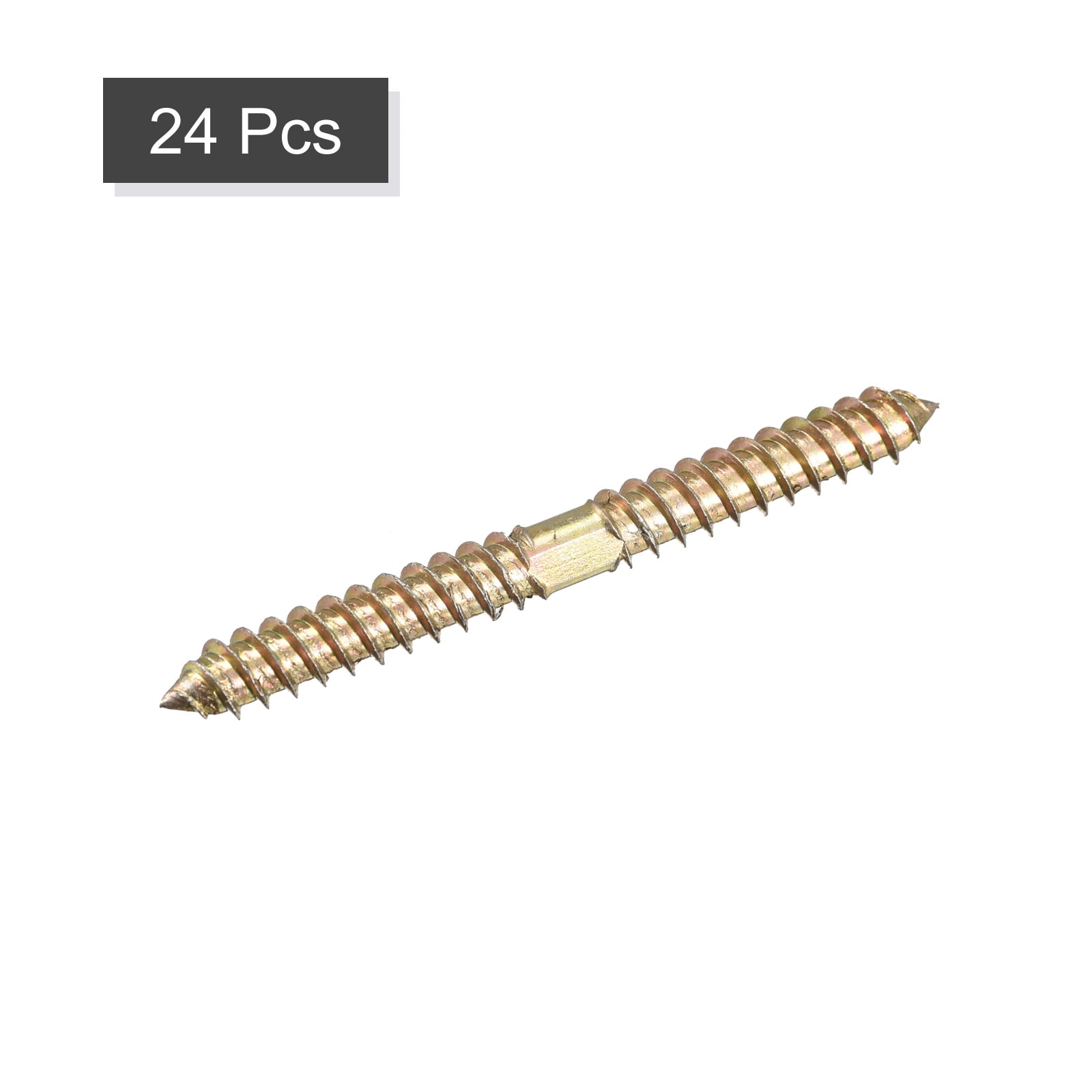 Unique Bargains Hanger Bolts Double Ended Self-Tapping Thread Dowel Screw 80mm 24Pcs